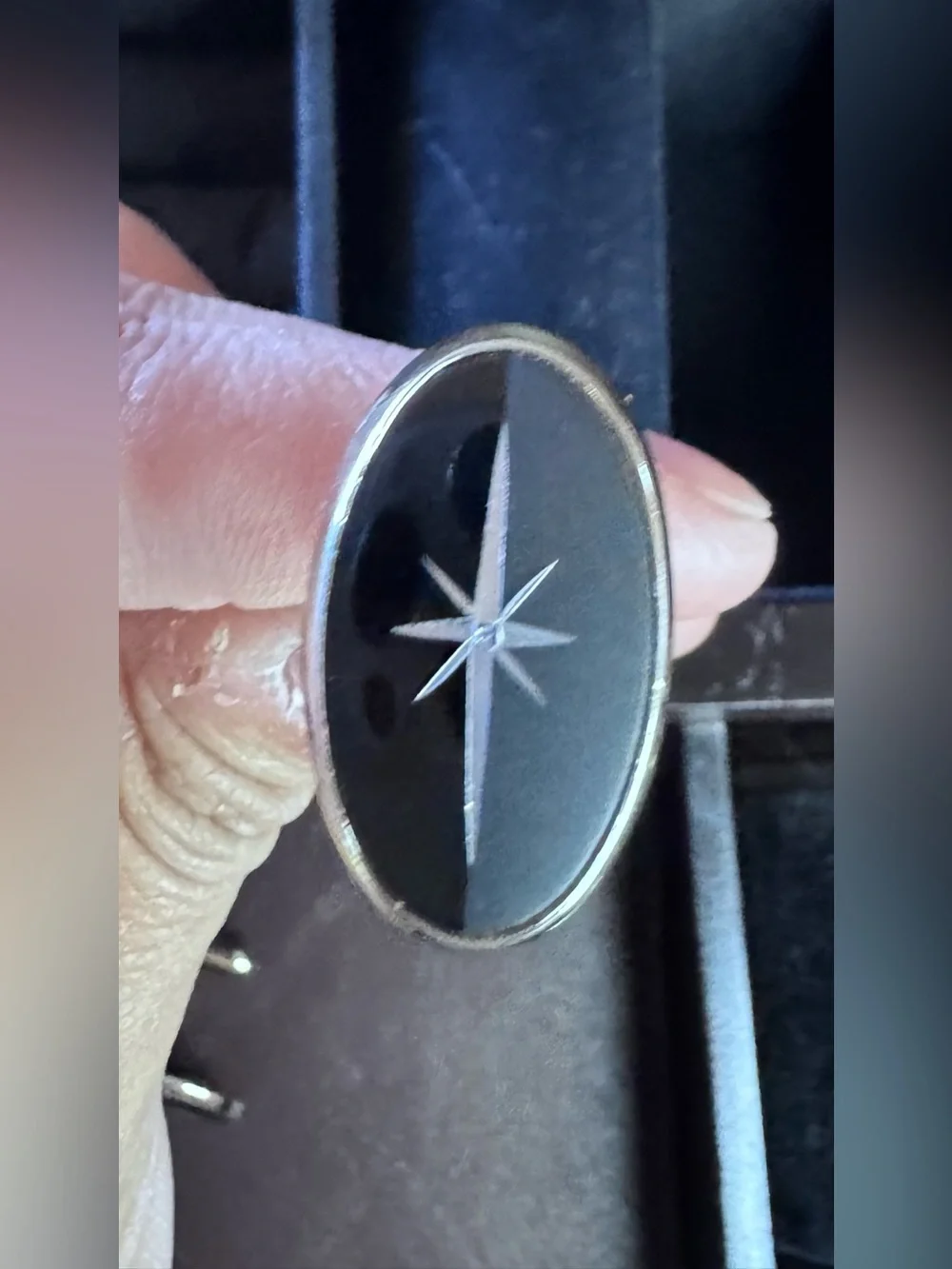 Vintage MCM Swank Black Enamel Starburst Cufflinks |  Atomic Age | 1950s-1960s